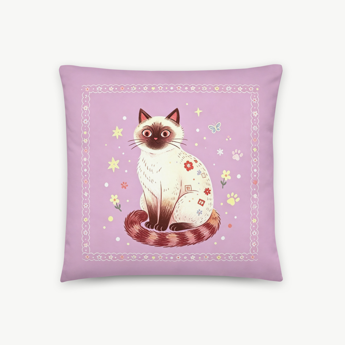 Siamese Cat Lavender Decorative Throw Pillow