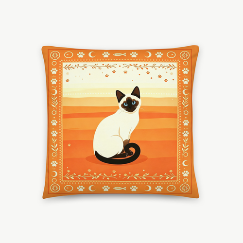 Boho Sunset Siamese Cat Decorative Throw Pillow