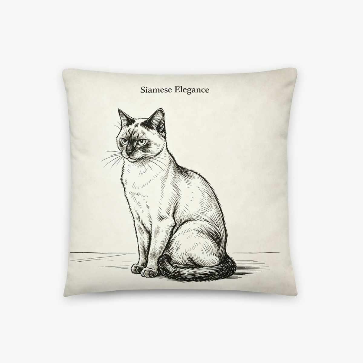 Vintage Sketch Siamese Cat Decorative Throw Pillow