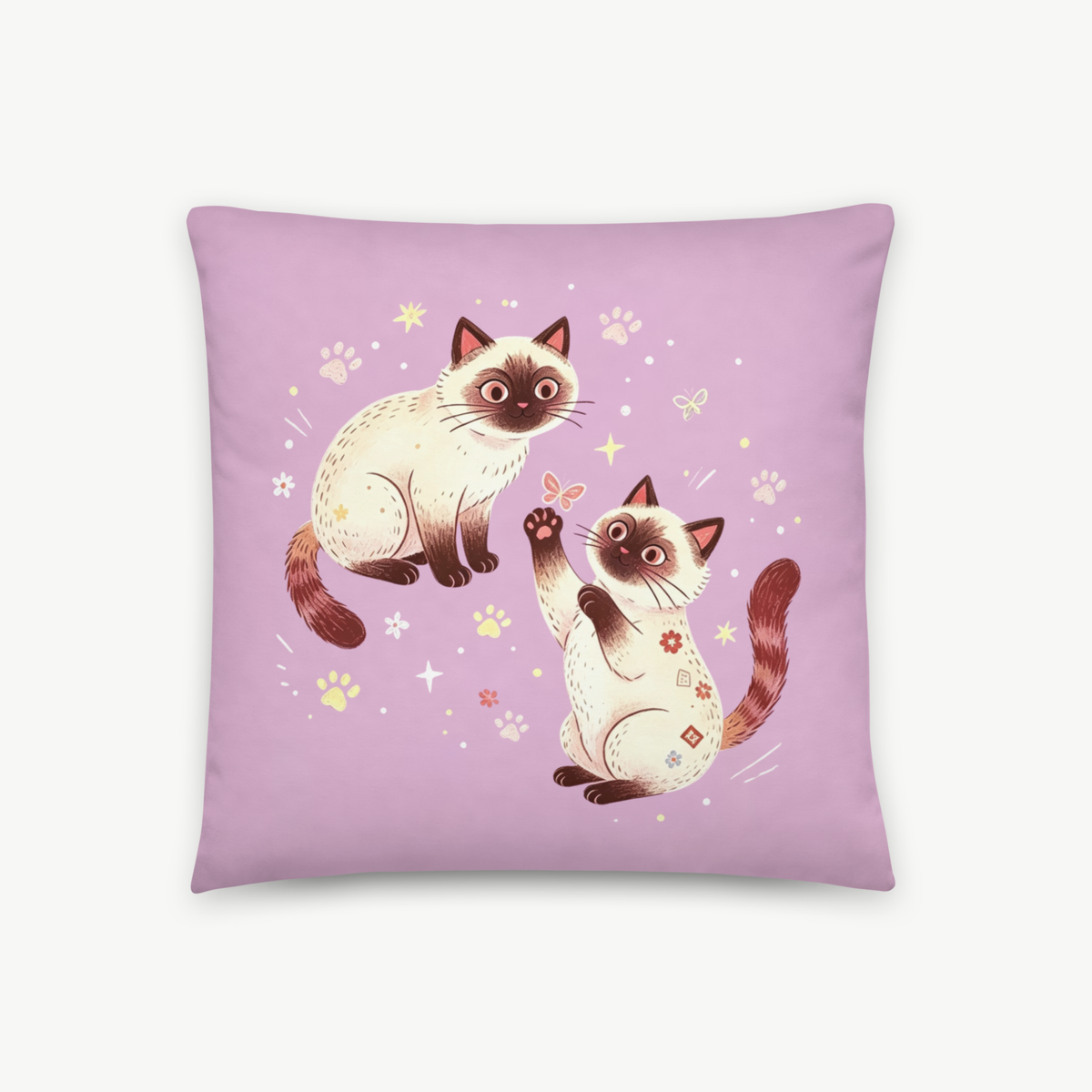 Siamese Cat Lavender Decorative Throw Pillow