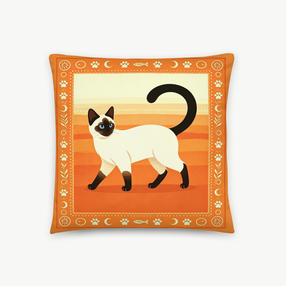 Boho Sunset Siamese Cat Decorative Throw Pillow