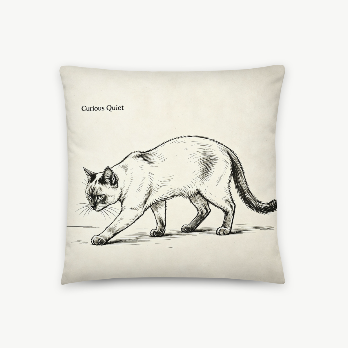 Vintage Sketch Siamese Cat Decorative Throw Pillow