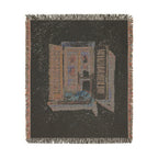Sunlit Window Orange Cat Woven Tapestry Blanket